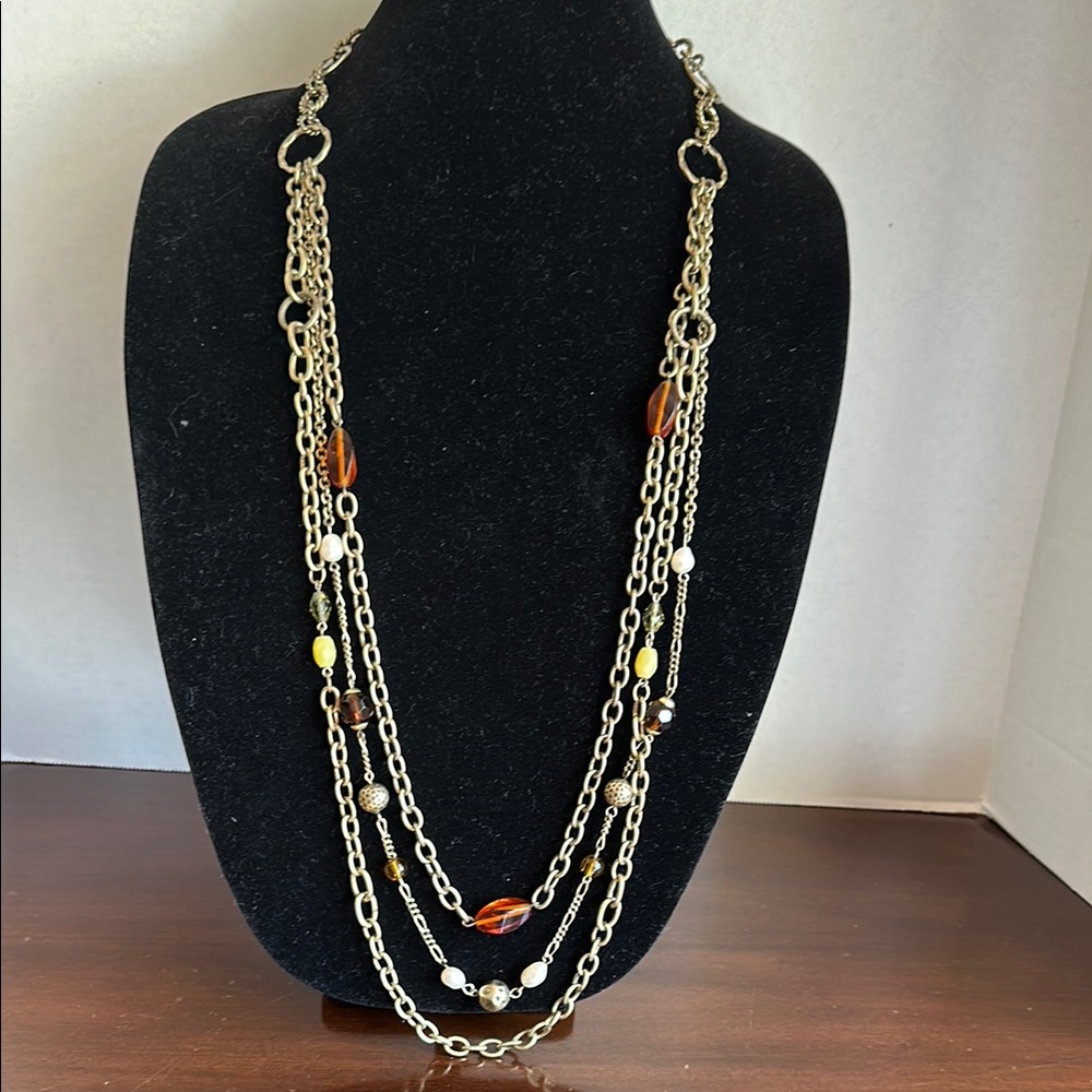 Lia Sophia Gold and Orange Statement Necklace